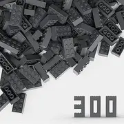 WEBRICK Classic Bulk Brick Block 2x4, 300 Piece Building Brick Dark Gray, Compatible with Lego Parts and Pieces 3001, Creative Play Set - Compatible with Major Brands(Colour:Dark Gray)