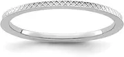 [JewelryWeb] 14ct WhiteGold 1.2mm Criss cross Pattern Stackable Band Ring Jewelry Gifts for Women - Ring Size Options Range: H to T