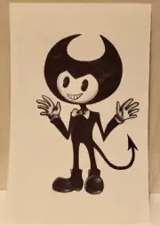 Bendy from Bendy and the Ink Machine Ballpoint Pen Drawing ((Free Shipping))