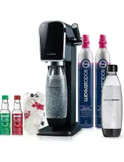 SodaStream Art Sparkling Water Maker Bundle (Black) w CO2, Bottles and Flavors