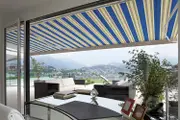 Advaning Luxury 12x10' 3.66m x 3.05m Electric Acrylic Retractable Awning Ocean Blue w/ Sand Beige