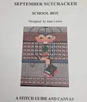 Needlepoint Canvas School Boy September Nutcracker Rollup Joan Lewis + Guide