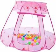 KONTONTY Playhouse for Indoor Castle Play Tent Teepee Kid Tent Indoor Tents Indoor Outside Tent Tent House Kid Tents Indoor Tent Ocean Ball Tent Pink