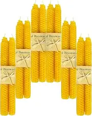 Lacaser Beeswax Tapered Candles Yellow 12pcs, 6 Pairs Unscented candlesticks Set, 9" Long, Natural Beeswax Sheet Handrolled, Burning Time 4 Hours, for Dinner Table Decoration