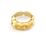 Peas pod Adjustable Ring Shiny gold plated brass (7-8US inner size) 4240