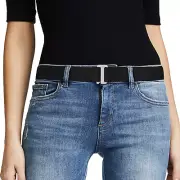 No Show Women's Stretch Belt - Invisible Elastic Web Strap with Flat Buckle