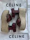 CELINE Espadrilles Burgundy Criss Cross Wedge Sandals Phoebe Philo 35 39 40 41