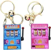 ibasenice Lucky Slot Machine Keychain Mini Game Toy Vegas Keyring 2pcs Keychains