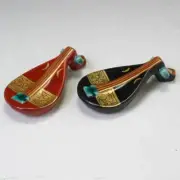 KYOTO Chopstick Rest KYO KIYOMIZU YAKI WARE Biwa Japanese Lute pair set 2pcs