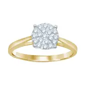 Bevilles Cluster Solitaire Look Halo Ring with 0.25ct of Diamonds in 9ct Yellow Gold