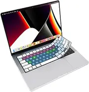 JCPAL Inclusive Color-Coded Keyboard Cover US ANSI Silicone MacBookPro14&16" M3 2023 A2918 A2992&A2991/M2 2023 A2779&A2780/M1 2021 A2442&A2485,Air13&15" M3 2024 A3113&A3114/M2 2022&2023 A2681&A2941