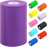 Tanstic 1Pc Purple Tulle Fabric Roll, 6 Inch x 100 Yards Tulle Ribbon Fabric Spool Fabric Tulle Roll for DIY Tutu Bow, Birthday Party Wedding Decorations