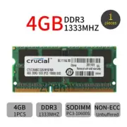 Crucial 4GB DDR3 1333MHz PC3-10600S 204Pin SODIMM Laptop Memory Notebook RAM BT