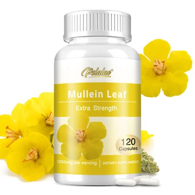 Mullein Leaf 1200mg Capsules - Lung Cleansing and Detox,Respiratory System Boost