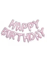Happy Birthday Matte Pink Script 35cm Air Fill Foil Balloon Banner