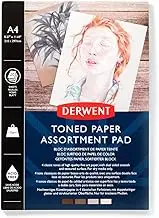 Derwent Mixed Toned Paper Pad A5, 120gsm, 20 Sheets, Double-Sided Smooth & Textured, Acid Free, Multi Toned in 4 Shades, for Fine Art Drawing, Sketching & Colouring, Professional Quality, 2306020