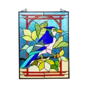 Stained Glass Window Panel Blue Jay Tiffany Style Blue Bird ONE THIS PRICE NEW!
