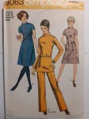 Simplicity Sewing Pattern 9063 Sheath Dress Tunic Pants Twiggy VTG 70s Size 14