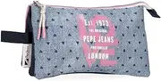 [Pepe Jeans] Noni Denim Pencil case Triple Multicolor 22x12x5cm Polyester by Joumma Bags by Joumma Bags, Multicoloured, Triple Case, Multicoloured, Triple Case