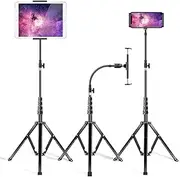 elitehood Metal iPad Tripod Stand & Adjustable 72’’ Gooseneck Tablet Floor Stand Holder, Heavy Duty Aluminum iPad Floor Stand for iPad Pro 12.9 11, Mini, Air, iPhone and 4.7-12.9" Tablets Cell Phones