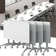 White Conference Table,Folding Conference Room Table,Conference Training Rooms Flip Top Mobile Training Table(4 Pack,47.24 in)