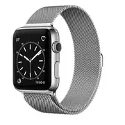 For Apple Watch 8 /7 /SE /6 /5 /4 /3 /2 /1 Ultra Milanese Stainless Steel Loop Strap Wrist Band (38mm 40mm 41mm - Silver)