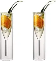 Transparent Glass Double Layer Champagne Glass, 2 Pcs High Footed Champagne Flute, Elegant 3.72 oz Capacity for Friend Gatherings