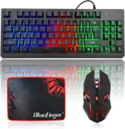 RGB 87 Keys Gaming Keyboard and Backlit Mouse Black/RGB Light