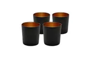 Set of 4 Luna Tumbler Glass Black & Gold Art Craft Glassware Drinkware 380ml