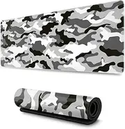 Black Grey and White Gaming Mouse Pad Large XL Camo Gray Long Extended Pads Desk Mat Camouflage Big Mousepad for Home Office Decor Accessories Gamer