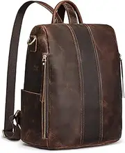 [S-ZONE] Women Genuine Leather Backpack Purse Retro Anti-theft College Shoulder Bag Medium