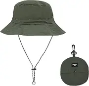 MOODKEY Waterproof Bucket Rain Hat with Chin Strap, Packable Sun Hat for Men Women Summer Lightweight Hiking Fishing Cap