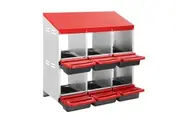 2 Layer 6 Hole Chicken Nesting Box Roll Away Hen Chook Laying Boxes House Poultry Nest Egg Brooder Coop Roost Perch Galvanised Metal Plastic Vents Lid