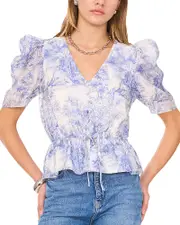 1.state Puff Sleeve Peplum Top