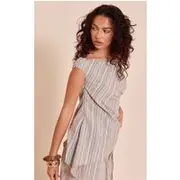 Multi Textured Stripe One Shoulder Asymmetric Long Top, Multi