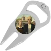American Gothic Golf Ball Marker Divot Repair Tool Bottle Opener