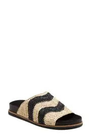 Kelsi Dagger Brooklyn Squish Raffia Sandal in Black/Natural at Nordstrom, Size 8