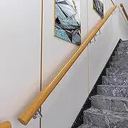 Hand Railing Round Wooden Handrails, Handrail Stair Railing, Safety Anti-Slip Wall Stair Handrail, Barrier-Free Stair Railings for Elderly, Easy to Install(Size:120cm)