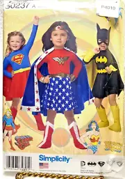 Simplicity Sewing Pattern S2037 Child's Super Hero Costume's Sz 3-8