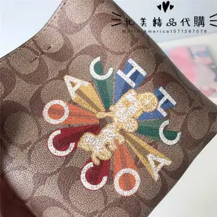 北美精品代購 COACH 6835 Mini 蔻馳新款 小號水桶包 字母印花小花朵單肩斜挎側背桶包 附購證