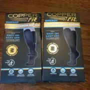 LOT OF 2 COPPER FIT ENERGY UNISEX COMPRESSION SOCKS Black Size S/M M:6-9 W:7-10