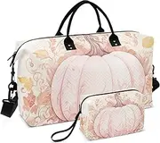 [ZRYSMY] Duffel Bag for Traveling, Halloween Pumpkin Leaves Travel Bag Gym Bag, with Multiple Interior Pockets Shoulder Weekender Bag for Women Men with Toiletry Bag 20.5L x 1.9W x 13.8H, Multi-Colored