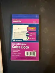 General Purpose Sales Book, 2-Part, Carbonless, White/Canary, 3-11/32 X 5 (158)