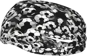 [WURTON] Black and White Soccer Ball Pattern Print Sports Sweatband - Multi-Functional Sport Headbands Kids, Men, Women Running, Yoga