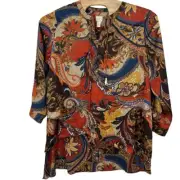 Chico's Vintage Paisley Lace-up Peasant Top Sz 4 (US XXL)