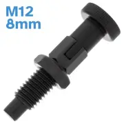 Black Indexing Spring Plunger M12 x 8mm Stainless Steel Loaded Lock Pin Bolt
