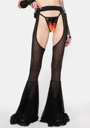 [Roma] Black Mesh Bell Bottom Chaps