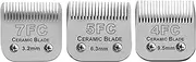 Size 7FC/5FC/4FC Detachable Pet Dog Grooming Clipper Ceramic Blades Set,Compatible with Andis,Oster A5,Wahl KM Series Clippers,Cut Length 1/8"(3.2mm) to 3/8”(9.5mm),3 Pack