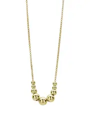 Lagos 18K Yellow Gold Caviar Gold Graduated Bead Center Chain Necklace, 16-18