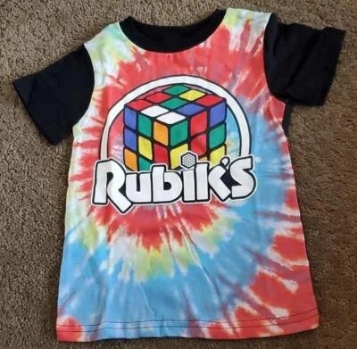 Toddler Boys Girls RUBIK'S Cube Tie Dye T-Shirt Size 2T 3T 4T 5T puzzle game NWT